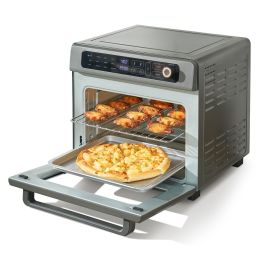 VEVOR 12-IN-1 Air Fryer Toaster Oven, 25L Convection Oven, 1700W Stainless Steel Toaster Ovens Countertop Combo with Grill, Pizza Pan, Gloves