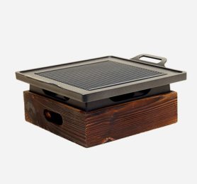 Wooden Seat Korean Style Grill Pan Grill Household Smokeless (Option: C)
