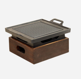 Wooden Seat Korean Style Grill Pan Grill Household Smokeless (Option: A)