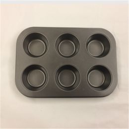 DIY baking tools six non stick coating of high quality flat round 6 cups and 6 hole tray cake mold (Option: default)